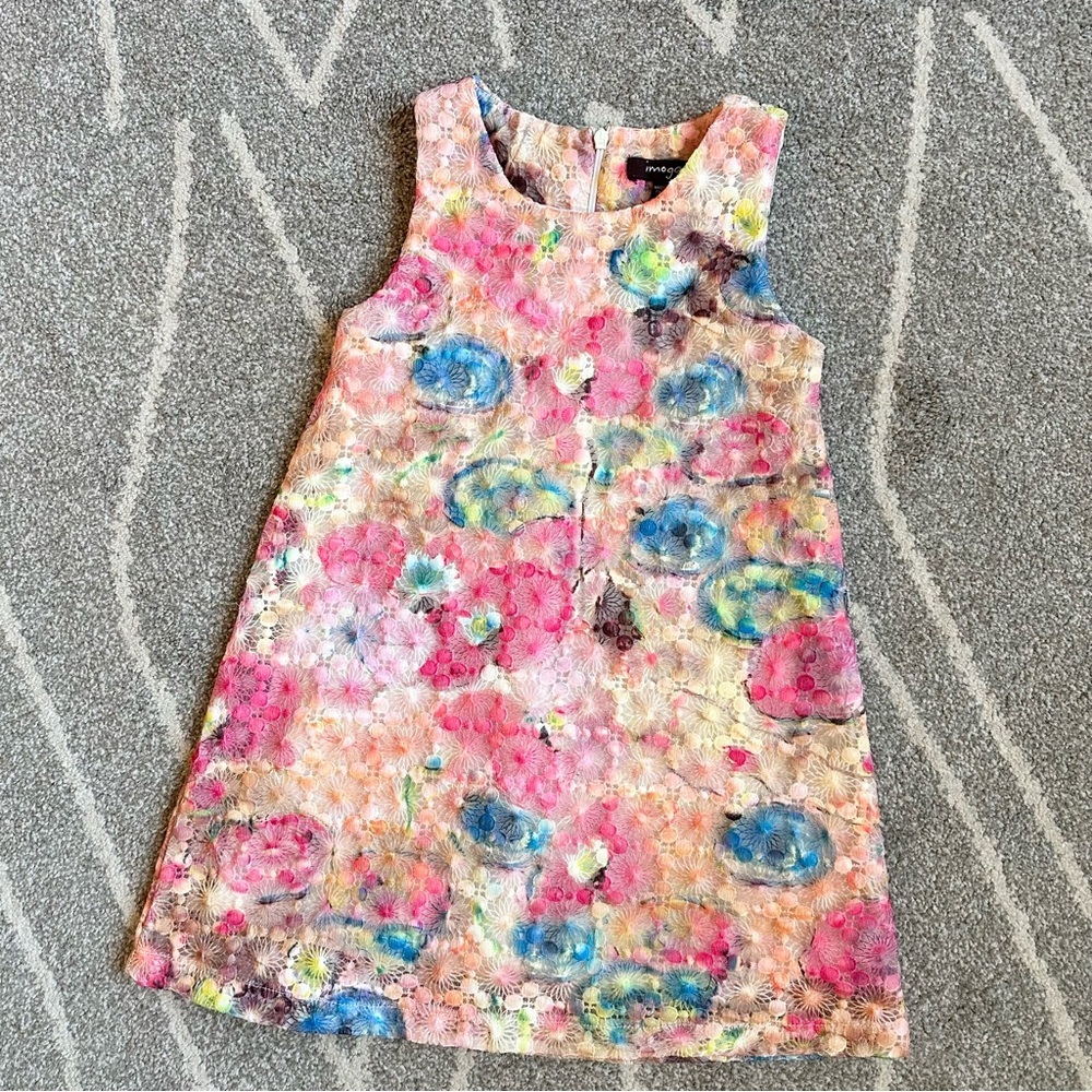 Imoga Neon Floral Eyelet Lace Shift Dress Girls 4
